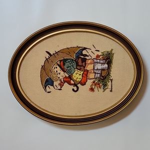 Vintage Hummel Needlepoint Umbrella Children In The Rain